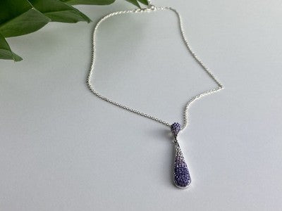 925 Sterling Silver CZ "Drop" Chain With Pendant