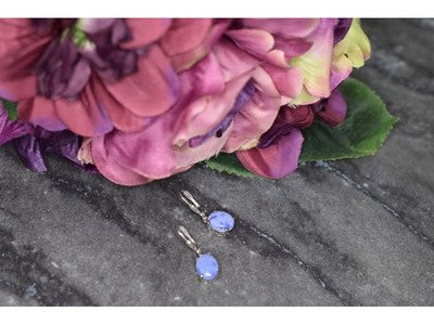 925 Sterling Silver Purple Agate Earrings