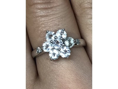 925 Sterling Silver CZ "Flower" Ring Size 8