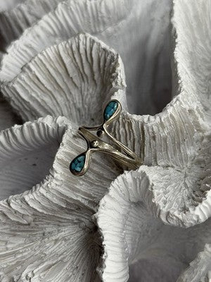 925 Sterling Silver Turquoise Ring Size 6.5