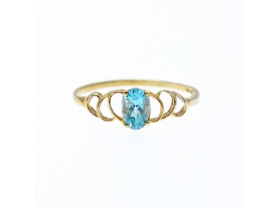 10K Yellow Gold Blue Spinel Ring Size 8