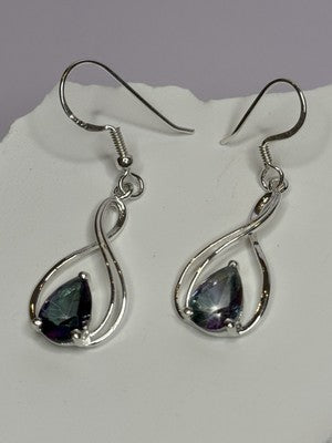 925 Sterling Silver Alexandrite Earrings Length 1.8 Inch