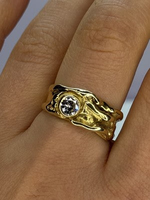 18K YELLOW GOLD DIAMOND 0.60 CARATS RING SIZE 7.5