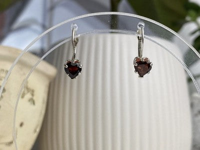 925 Sterling Silver Spessartine "Hearts" Earrings