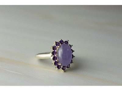 925 Sterling Silver Amethyst Quartz & Purple Tourmaline Ring Size 6.75