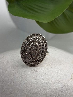Beautiful Vintage 925 Sterling Silver Marcasite Ring Size 6