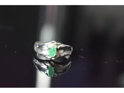 925 Sterling Silver Emerald Ring Size 9.5