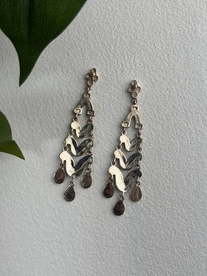 Vintage Dangle 925 Sterling Silver Marcasite Earrings