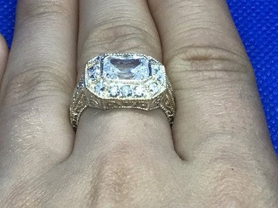 925 Sterling Silver CZ Ring Size 8.5