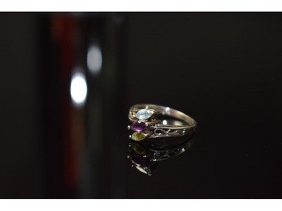 925 Sterling Silver Topaz, Amethyst & Peridot Ring Size 7