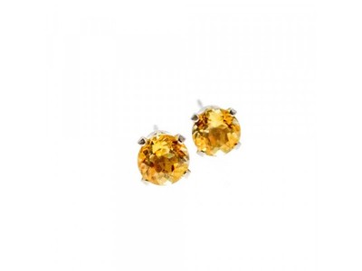 925 Sterling Silver Citrine Stud Earrings