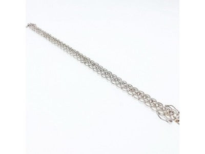 925 Sterling Silver White Topaz "Openwork" Bracelet Size 7 IN