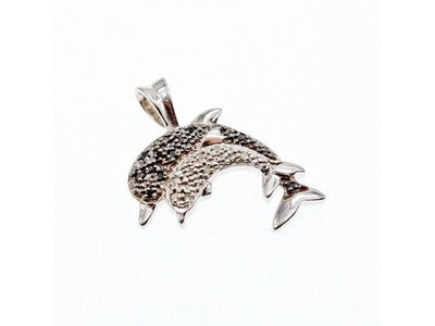 925 Sterling Silver Spinel Dolphins Pendant