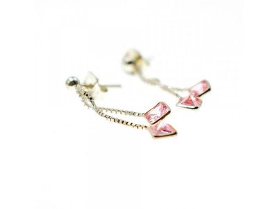 925 Sterling Silver Pink CZ Earrings