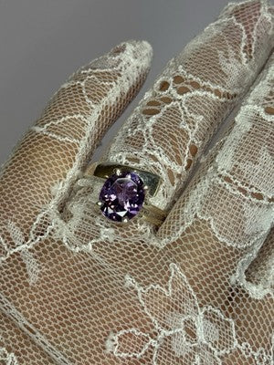 925 Sterling Silver Amethyst Ring Size 7.5
