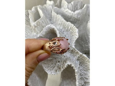 925 Sterling Silver Gold Plated Morganite "Passion" Ring Size 6.5
