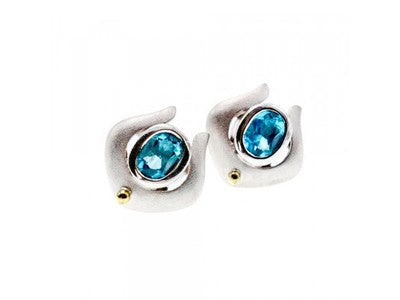 925 Sterling Silver Blue Topaz Stud Earrings