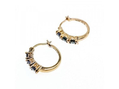 925 Sterling Silver Gold Plated Sapphires Earrings