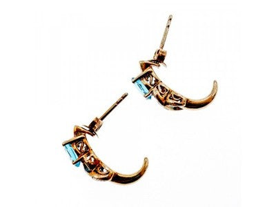 925 Sterling Silver Gold Plated Topaz Stud Earrings