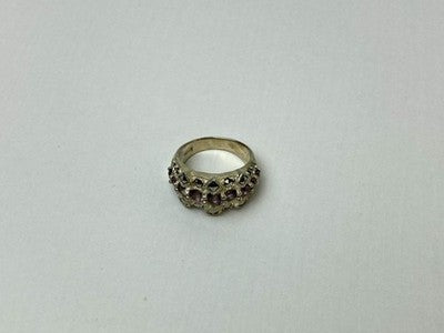925 Sterling Silver Iolite & Marcasite Ring Size 6.5