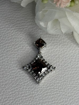 925 Sterling Silver Hessonite & Beryl Pendant Length 1.10 Inch