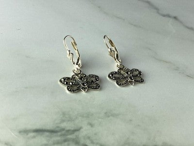 Vintage 925 Sterling Silver Marcasites "Butterflies" Earrings