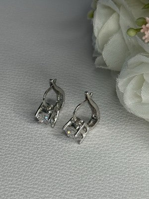 925 Sterling Silver CZ Earrings Length 0.65 Inch