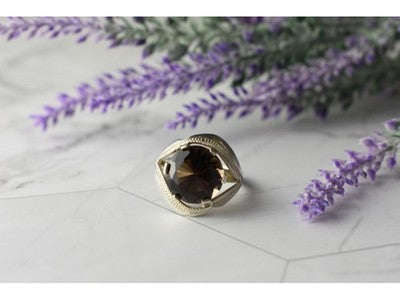 925 Sterling Silver Hessonite Ring Size 9