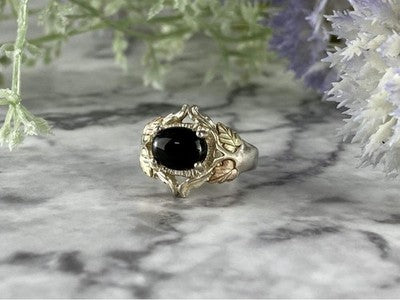 500 Silver Black Nephrite Ring Size 6.75