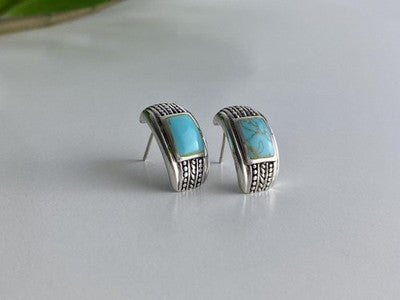 Vintage 925 Sterling Silver Turquoise Earrings