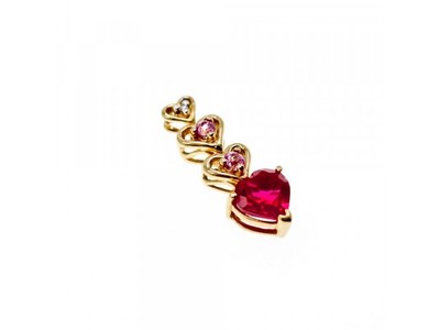 10K Yellow Gold Ruby, Morganite & Diamond Heart Pendant