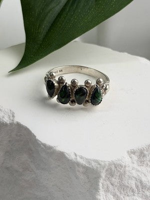 Vintage 925 Sterling Silver Green Paua Shell Ring Size 10