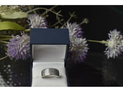 925 Sterling Silver CZ Band Ring Size 10