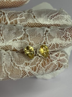 925 Sterling Silver Citrine Earrings Length 0.4 Inch