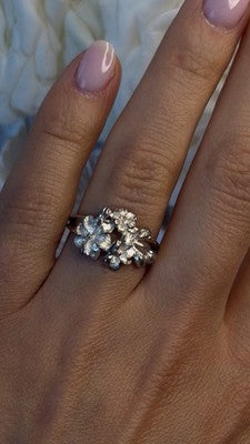Vintage Delicate Flower Nature 925 Sterling Silver Ring Size 7.5