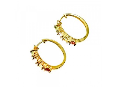 925 Sterling Silver Gold Plated Multi Gemstones Earrings