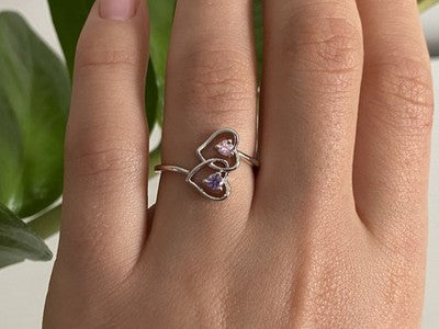 925 Sterling Silver CZ "Hearts" Ring Size 7
