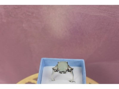 925 Sterling Silver Aventurine Ring Size 6.5