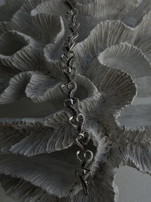 925 Sterling Silver Black & White Diamonds Heart Bracelet 7.5