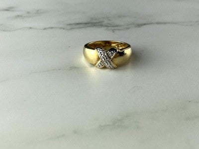 925 Sterling Silver Gold Plated Ring Size 5.5