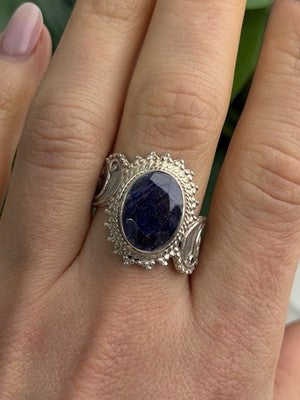 Vintage 925 Sterling Silver Sapphire Ring Size 9