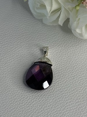 925 Sterling Silver Amethyst Pendant Length 1.40 Inch
