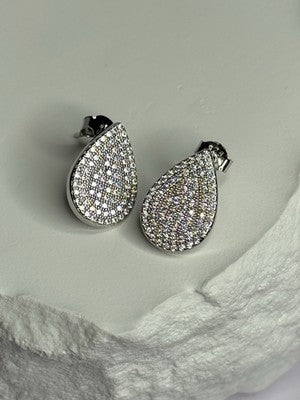 925 Sterling Silver Drop CZ Earrings Length 0.65 Inch