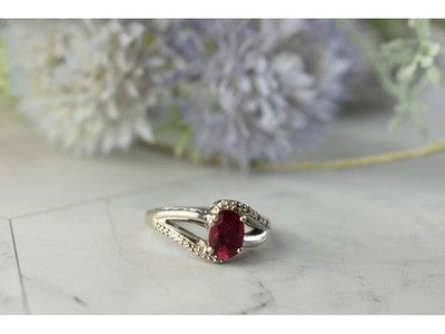 925 Sterling Silver Pink Topaz & Diamonds Ring Size 6