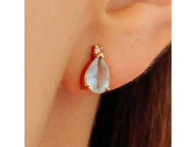 14K Yellow Gold Topaz & Diamond Earrings