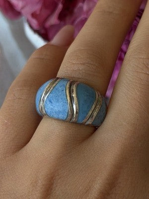 925 Sterling Silver Sodalite Ring Size 6.5
