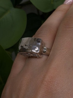 Unique Design 925 Sterling Silver White Colorless Spinel Ring Size 7