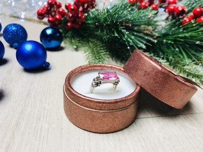 925 Sterling Silver Pink CZ Ring Size 6