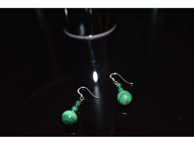 925 Sterling Silver Malachite Dangle Earrings