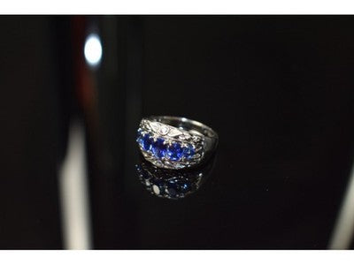 925 Sterling Silver Blue Topaz Ring Size 7.5